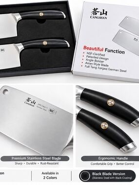 Black Handle Cleaver Set – Black
